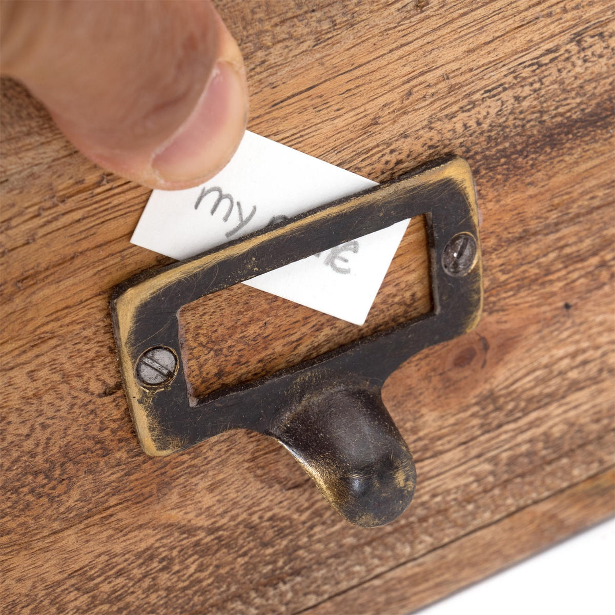 DOKUMENTENABLAGE Carta Mahagoni Holz, etikettierbarer Griff 01 natur-vintage - Naturfarben, Holz (33/24/12cm) - DESIGN DELIGHTS
