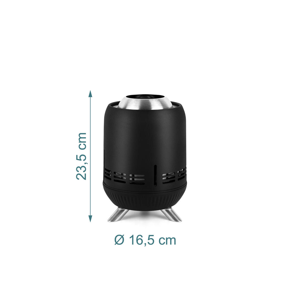 KRB Černý stolní bez kouře nerez H 23,5 cm - černá, kov/textil (16.5/23.5/16.5cm) - Relaxdays