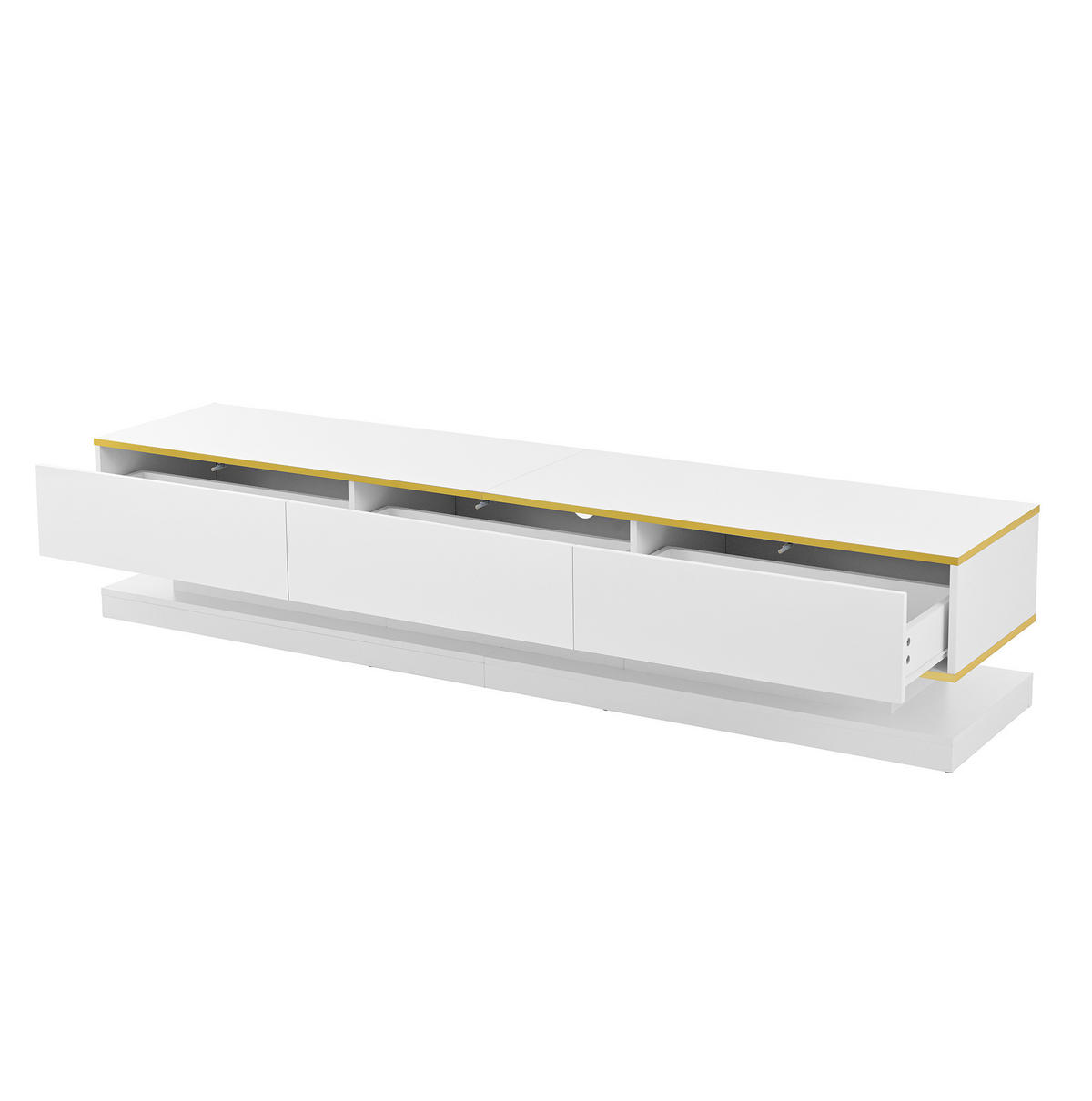 TV ormarić 200/40/40 cm toplo bijeli od iverice s 3 ladice i otvorenim policama - bijela, drvni materijal (200/40/40cm) - OKWISH