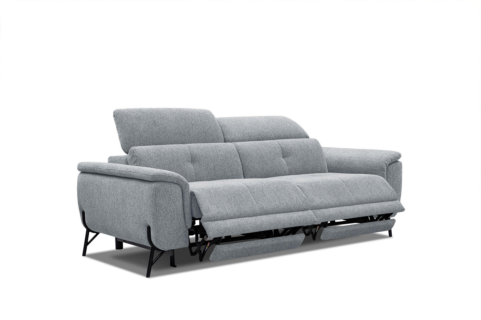 SOFA AVENA 3-Sitzer mit 2 Relaxfunktionen, silberfarben - Silberfarben, Holzwerkstoff/Textil (204/80/108cm) - Courtois Laville