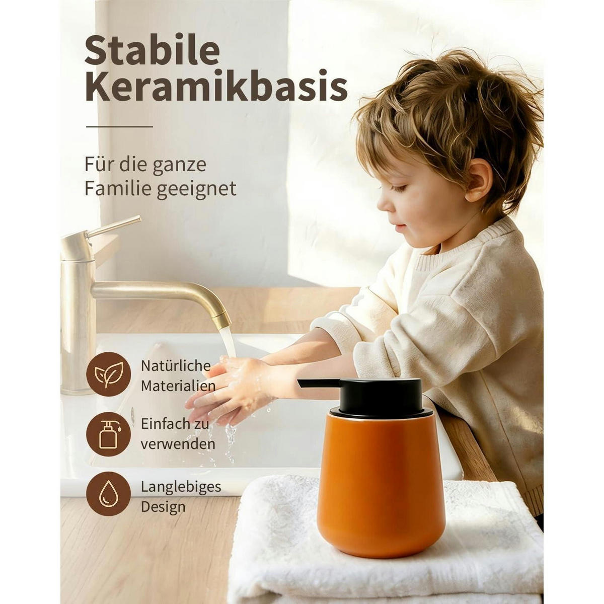 SEIFENSPENDER Keramik Rotbraun 350ml - Orange, Keramik (9/12/9cm)