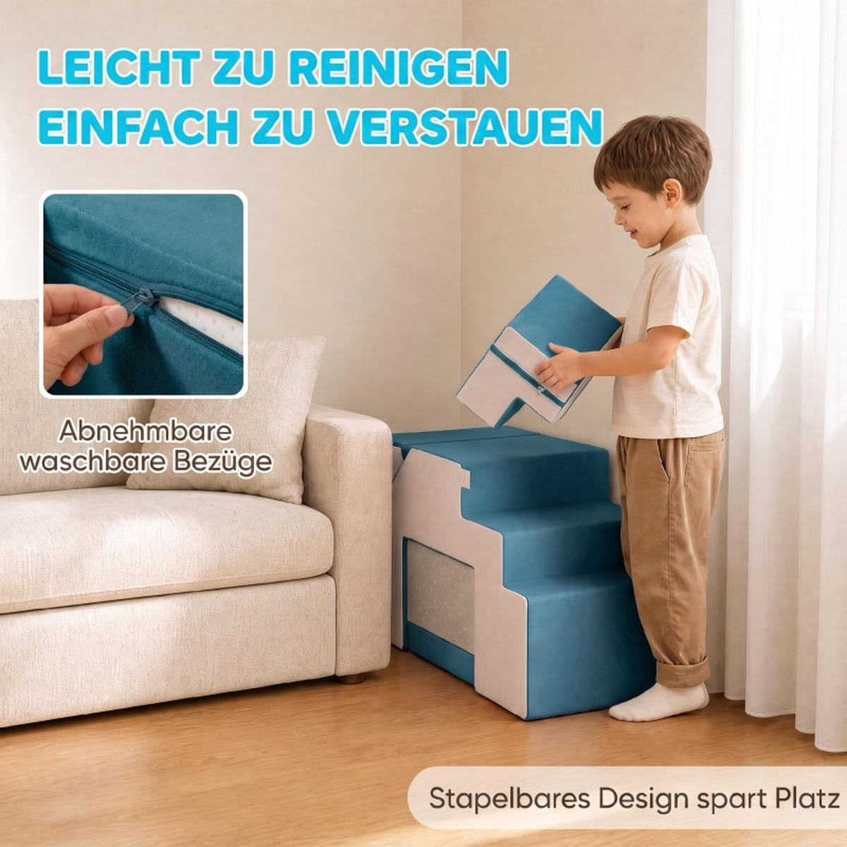 KONSTRUKTIONSSPIELZEUG Bausteine Blau - Blau, Kunststoff (39/44/131cm) - Korfee