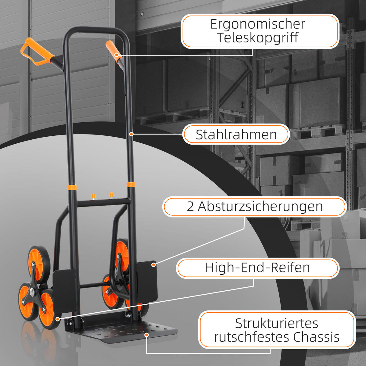 TREPPENSTEIGER Stahl Kunststoff Orange - Orange, Metall (38/106.5/44cm) - DURHAND