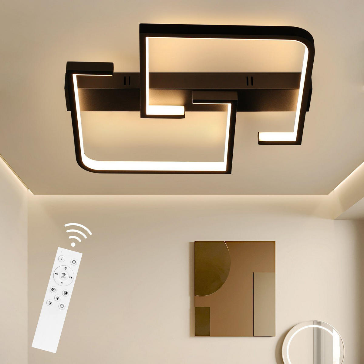 LED-DECKENLEUCHTE Carsten 61/47/6 cm - Schwarz, Metall (61/47/6cm) - Nettlife