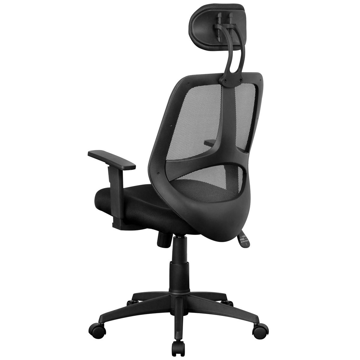 BÜROSTUHL Schwarz Stoff drehbar mit Armlehnen, Kopfstütze und 120 kg Belastbarkeit X-XL - Schwarz, Textil (57/127/61cm) - KADIMA DESIGN