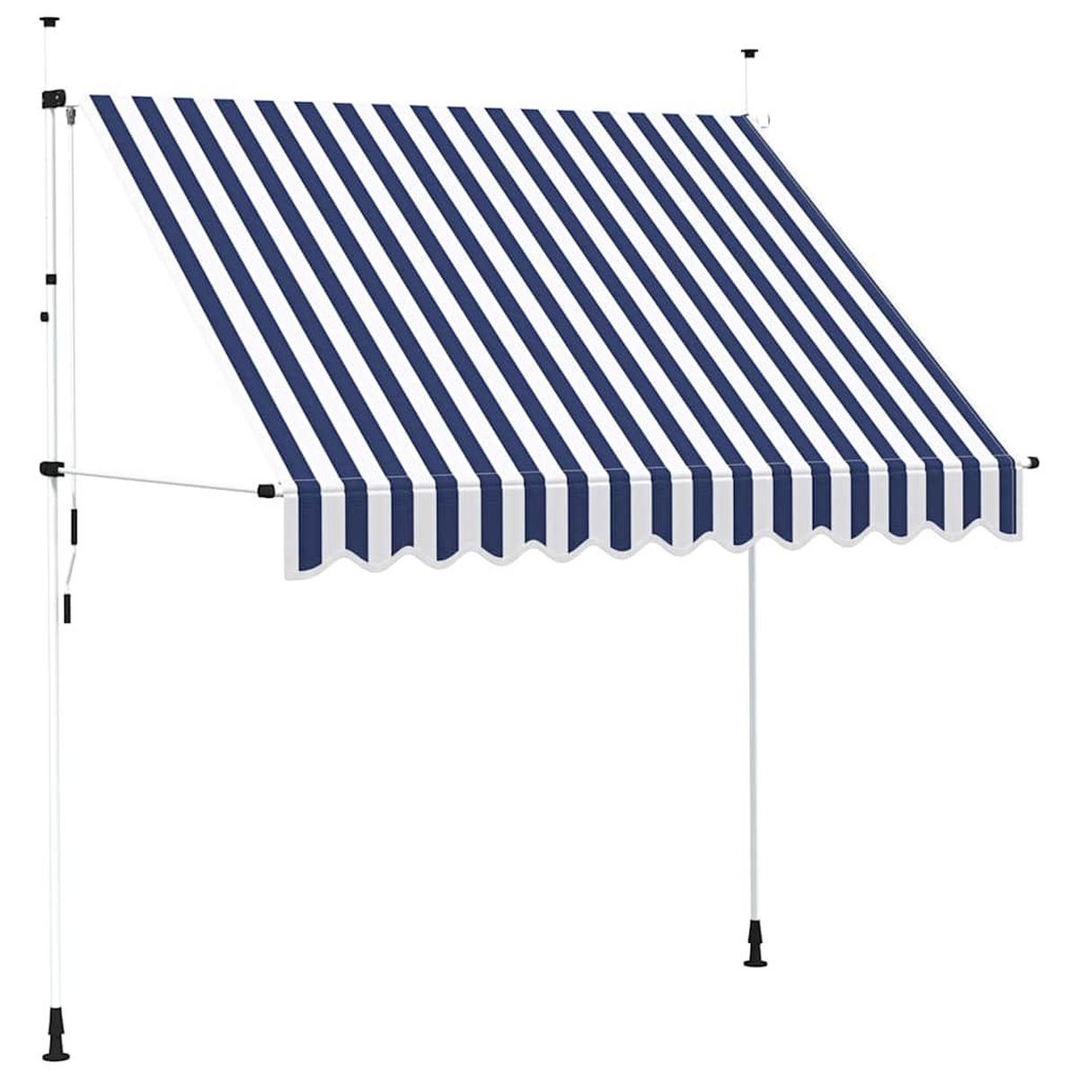 EINZIEHBARE Markise Handbetrieben 250 cm Blau/Weiß Gestreift - Blau, Textil (250/1/250cm) - furnicato