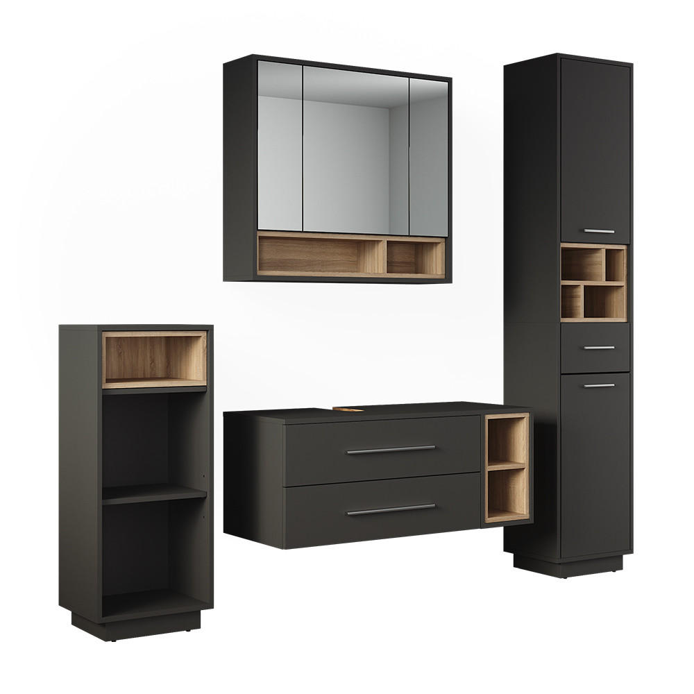 Vicco Badmöbel-Set Anthrazit, Sonoma Eiche 100x40x40 cm
