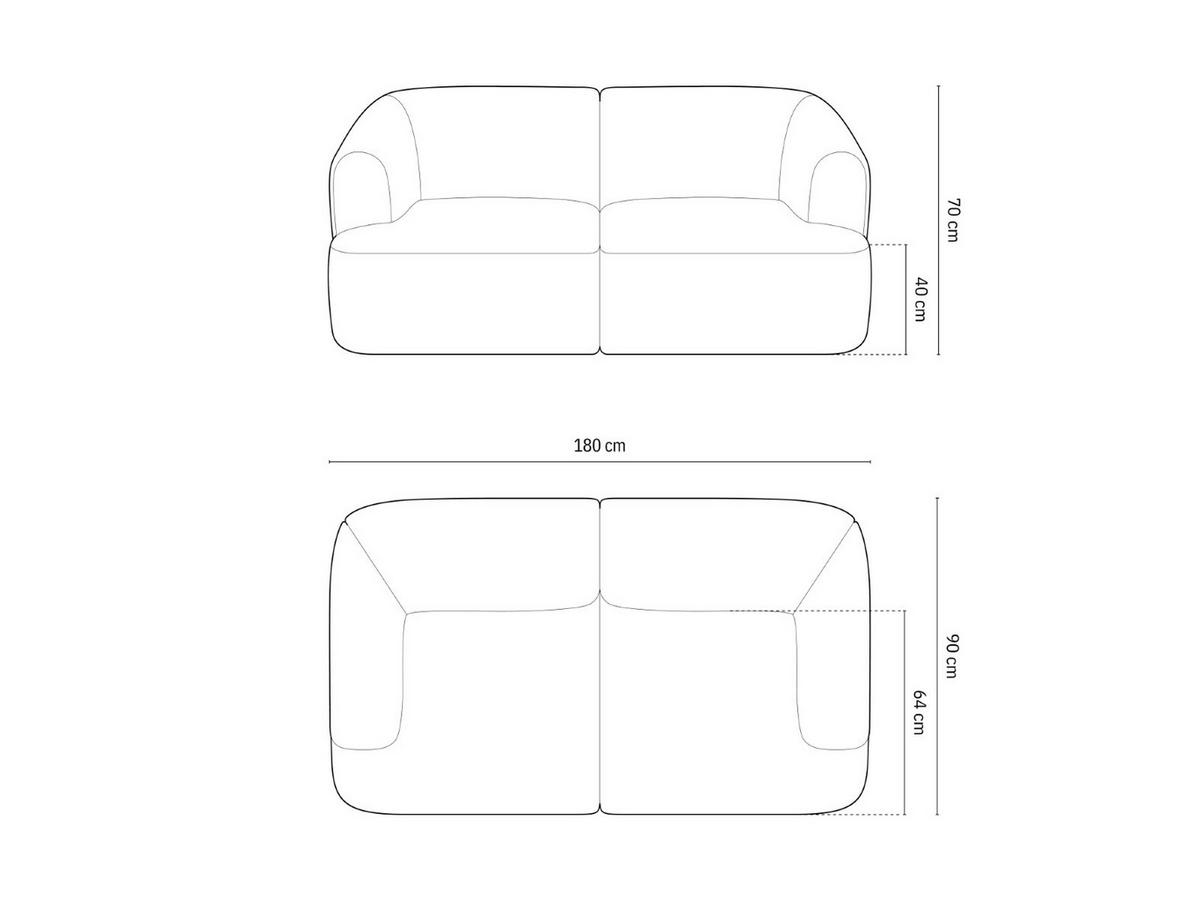 MODULARES-SOFA Campi aus strukturiertem Stoff grün 2 Sitzplätze - Grün, Textil (90/70/180cm) - Cosmopolitan Design