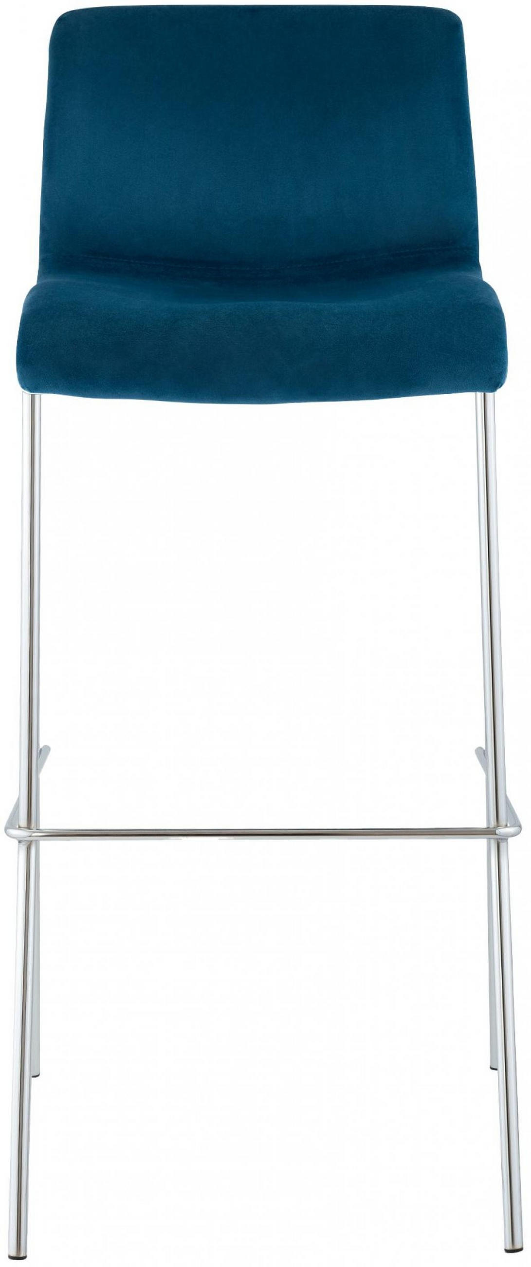 BARHOCKER Samt Blau - Chromfarben/Blau, Textil/Metall (43/100/48cm) - CLP