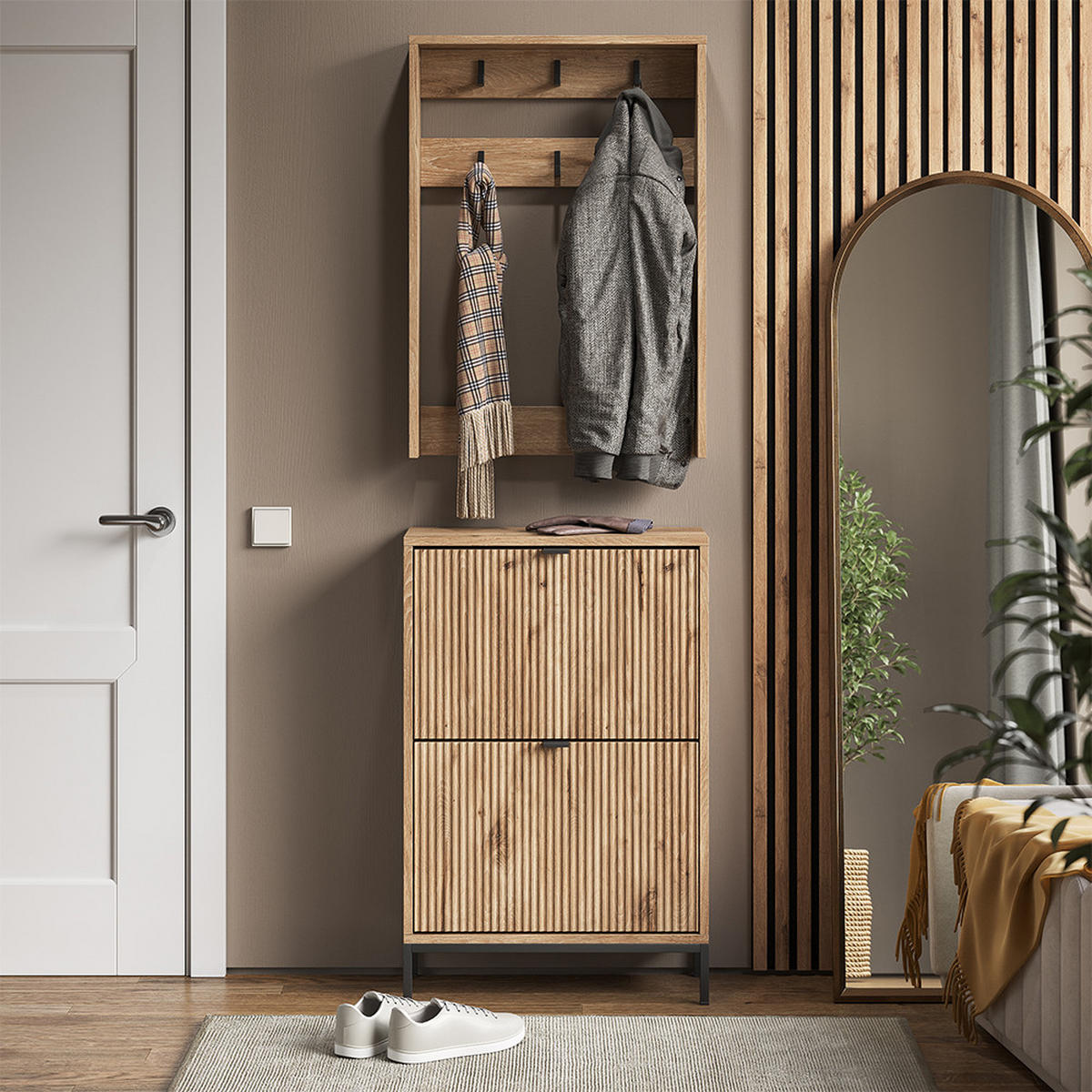 GARDEROBE Eliza Viking Oak 60 x 92 cm Set, 2 Teile - Eichefarben, Holzwerkstoff (60/92/24cm) - Vicco