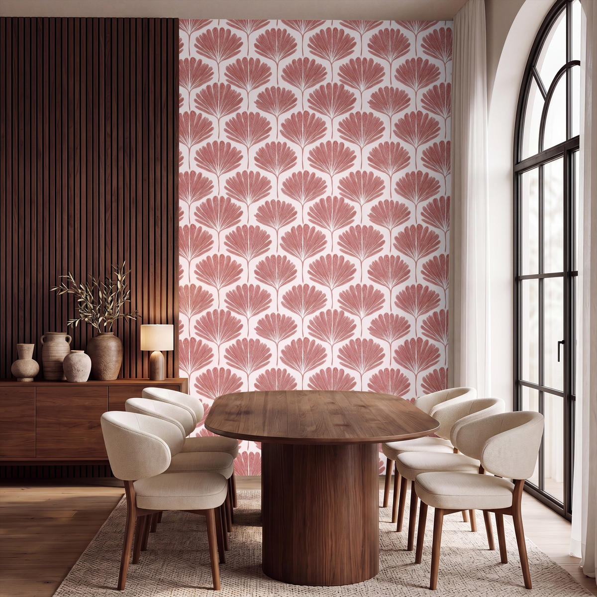 TAPETE - Fächer - Motiv - Terra - 180x300 cm - Rotbraun, Papier (180/300cm) - OnlyWow