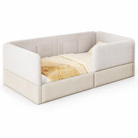 BOXBETT 90/200 mit Schutzgitter, 4 Aufbewahrungstaschen und gepolsterter Umrandung in Weiß - Weiß, Holzwerkstoff/Textil (90/200cm) - EVRYAE