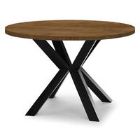 ESSTISCH RAL mit Holzbeinen, Durchmesser: 90 / 140 cm Eiche Lefkas / Schwarz - Eichefarben/Schwarz, Holz (90/140/77cm) - Dekori_Interiors