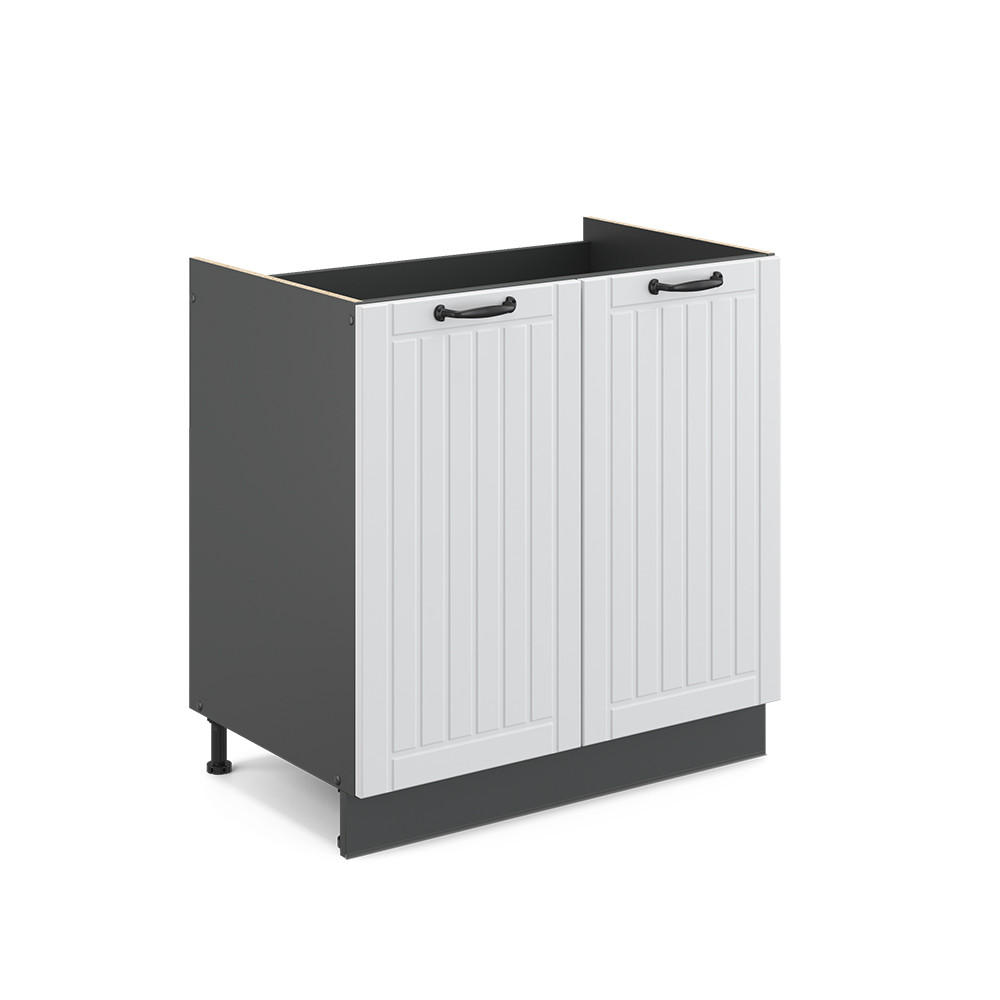 SPÜLENUNTERSCHRANK Fame-Line Weiß Landhaus 80 cm ohne AP - Anthrazit/Weiß, Holzwerkstoff (80/82/51.6cm) - Vicco