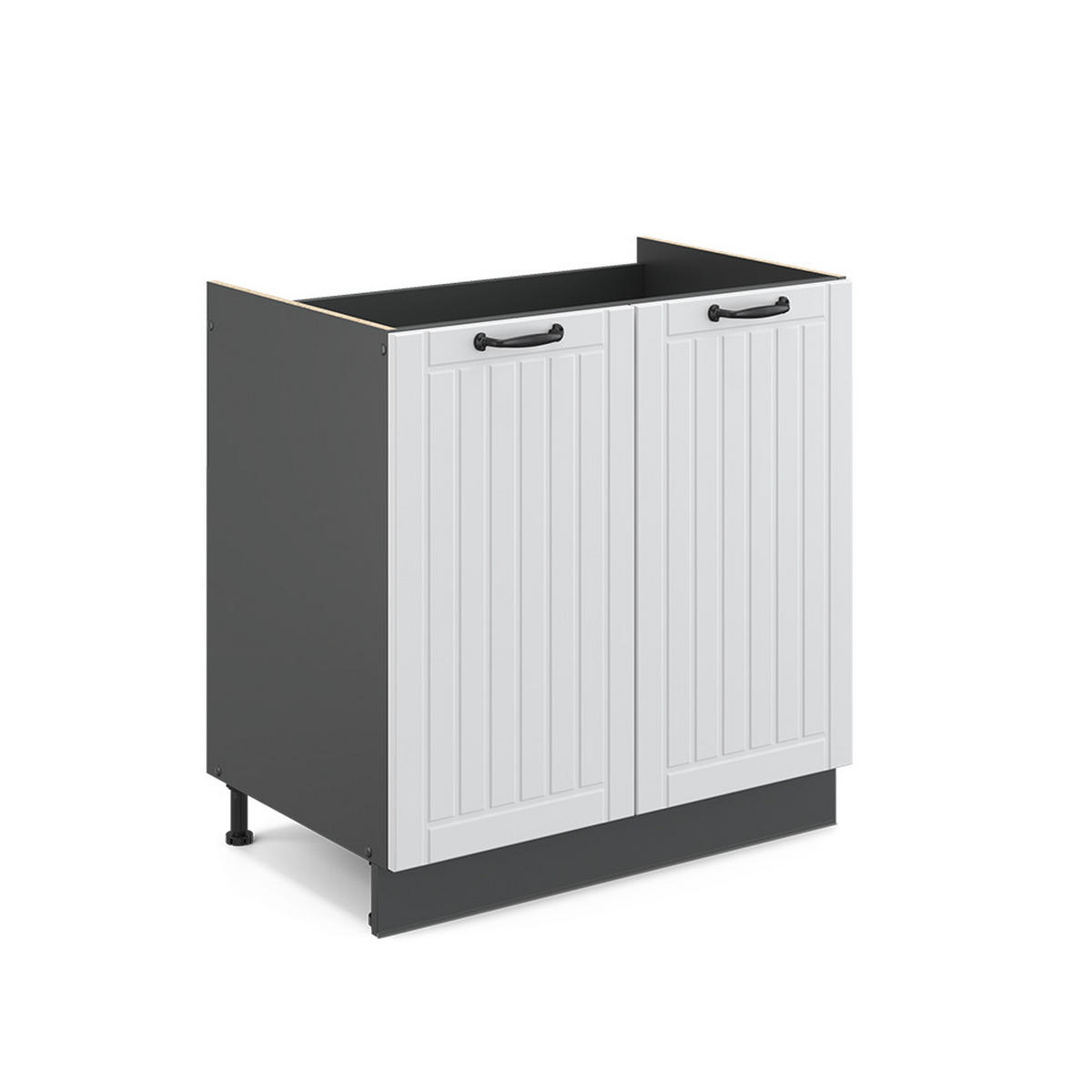 SPÜLENUNTERSCHRANK Fame-Line Weiß Landhaus 80 cm ohne AP - Anthrazit/Weiß, Holzwerkstoff (80/82/51.6cm) - Vicco