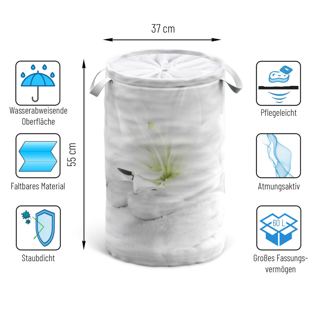 WÄSCHEKORB Good Feeling - Grau, Textil (37/55/55cm) - Sanilo