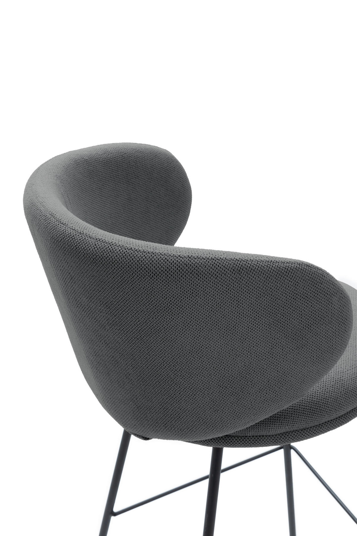 BARHOCKER (Set aus 2) aus Stoff mit schwarzen Metallbeinen - rush 56/53/65 cm - Grau, Textil (53/65/56cm) - Drawer