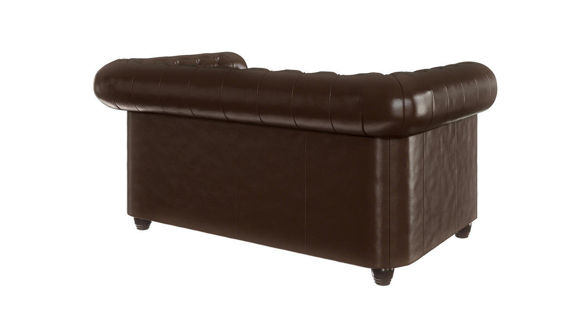 CHESTERFIELD-SOFA 2-sitzer mit Schlaffunktion Morin Braun vegan Leder - Braun, Holz/Textil (148/72/86cm) - S-Style Möbel