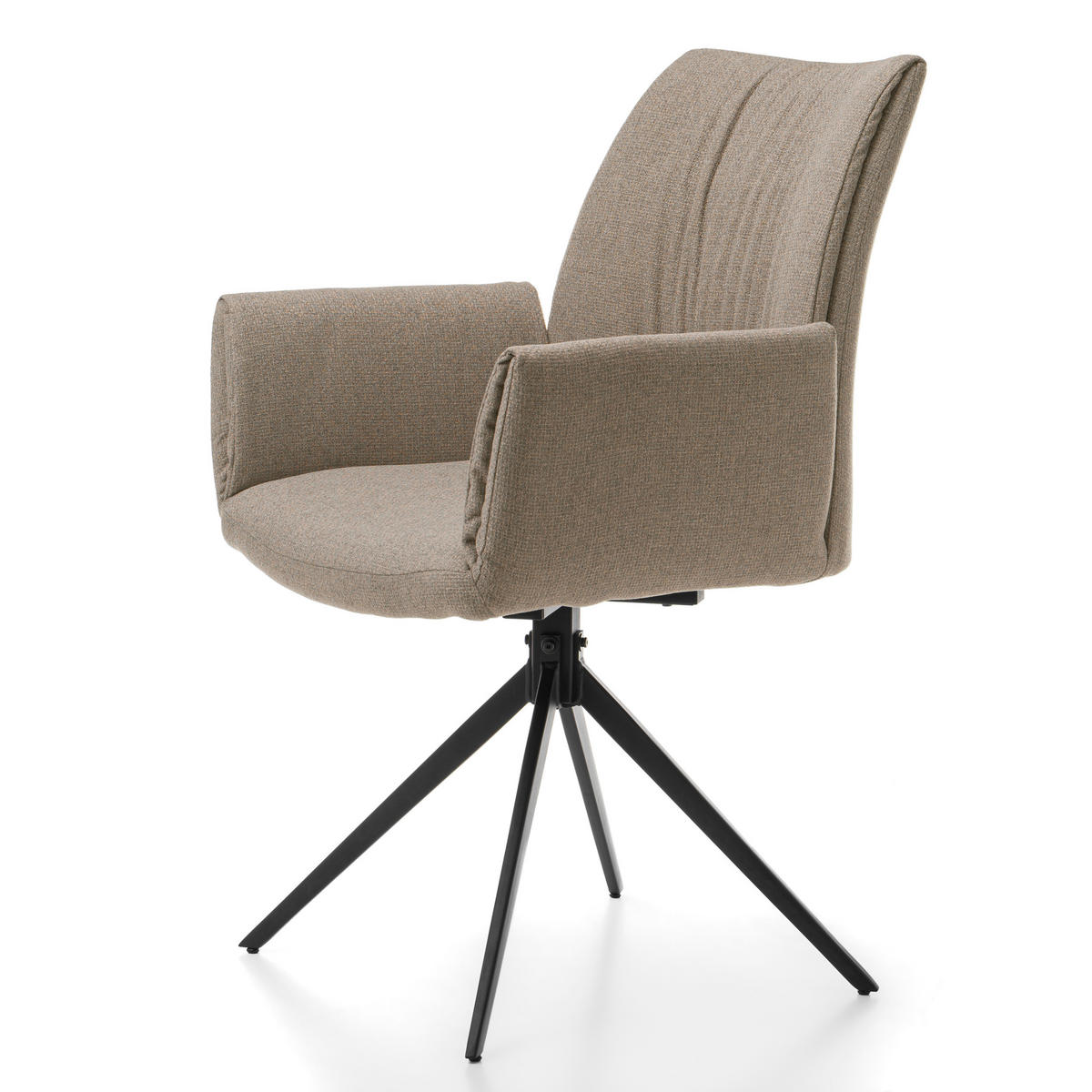 STUHL PRATO gepolstert mit Steppung - dunkelbeige - Chenille - Beige/Schwarz, Textil/Metall (60/89/63cm) - NEW HOME