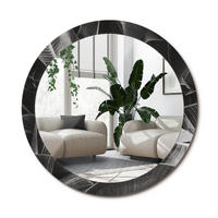 SPIEGEL Rund Ø 90 cm mit Aufdruck - Grau, Glas (90/90/0.4cm) - Wallfluent