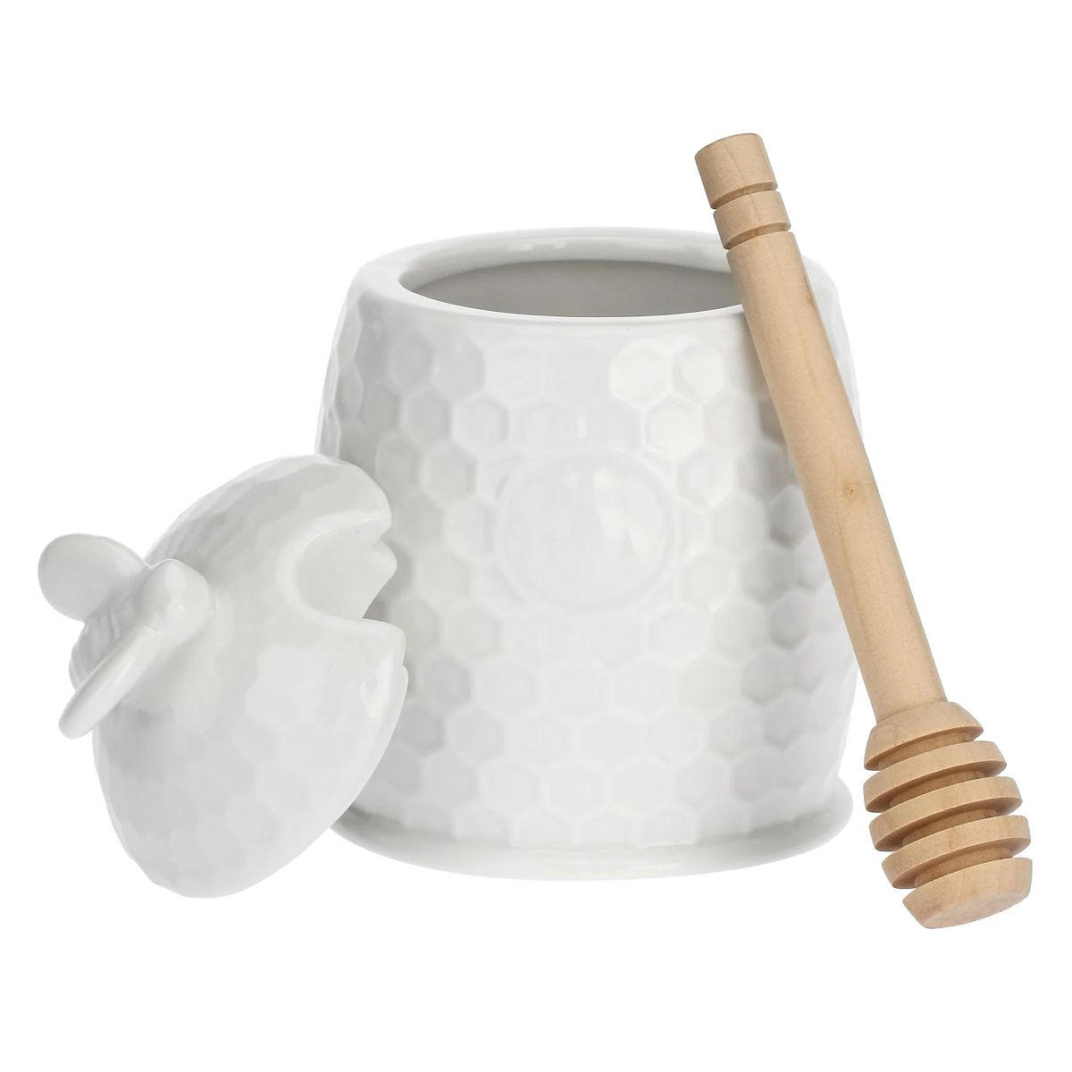 HONIGTOPF mit Honiglöffel 12 x 8 cm - Multicolor, Keramik (8/10/8cm)