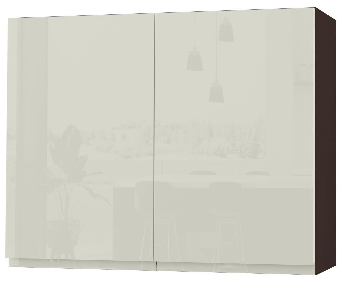 HÄNGESCHRANK Florence W3/90 Lava / RAL 1013 perlweiß HG 90 / 32,5 / 72cm - Dunkelgrau/Weiß Hochglanz, Holz/Holzwerkstoff (90/72/32.5cm) - Feldmann-Wohnen