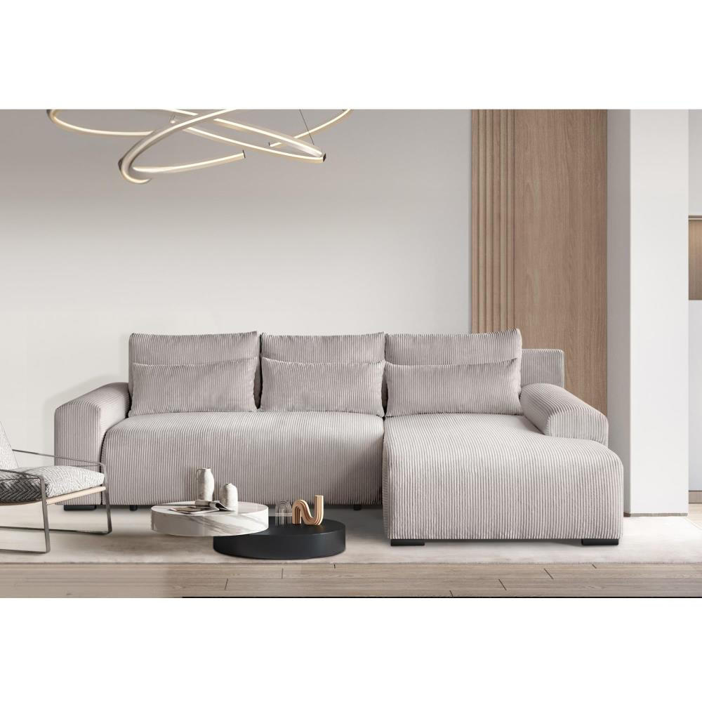 ECKSCHLAFSOFA Benny cappuccino rechts - Schwarz/Cappuccino, Kunststoff/Textil (271/185cm) - Beautysofa