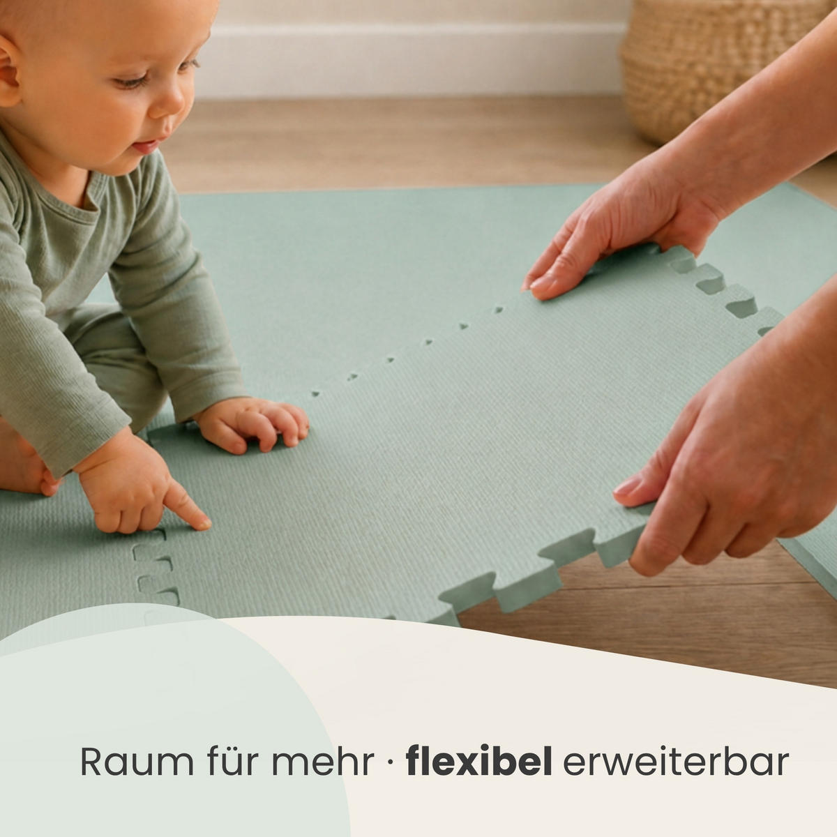 SPIELMATTE ab Null - 180/90/1 cm Puzzlematte Mint - Mintgrün, Kunststoff (30/30cm) - Littletom