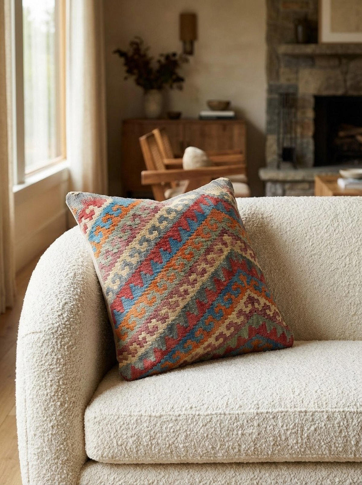 KELIM-KISSEN Mehrfarbig 50/50 cm Schurwolle - Multicolor, Textil (50/50cm) - Looma