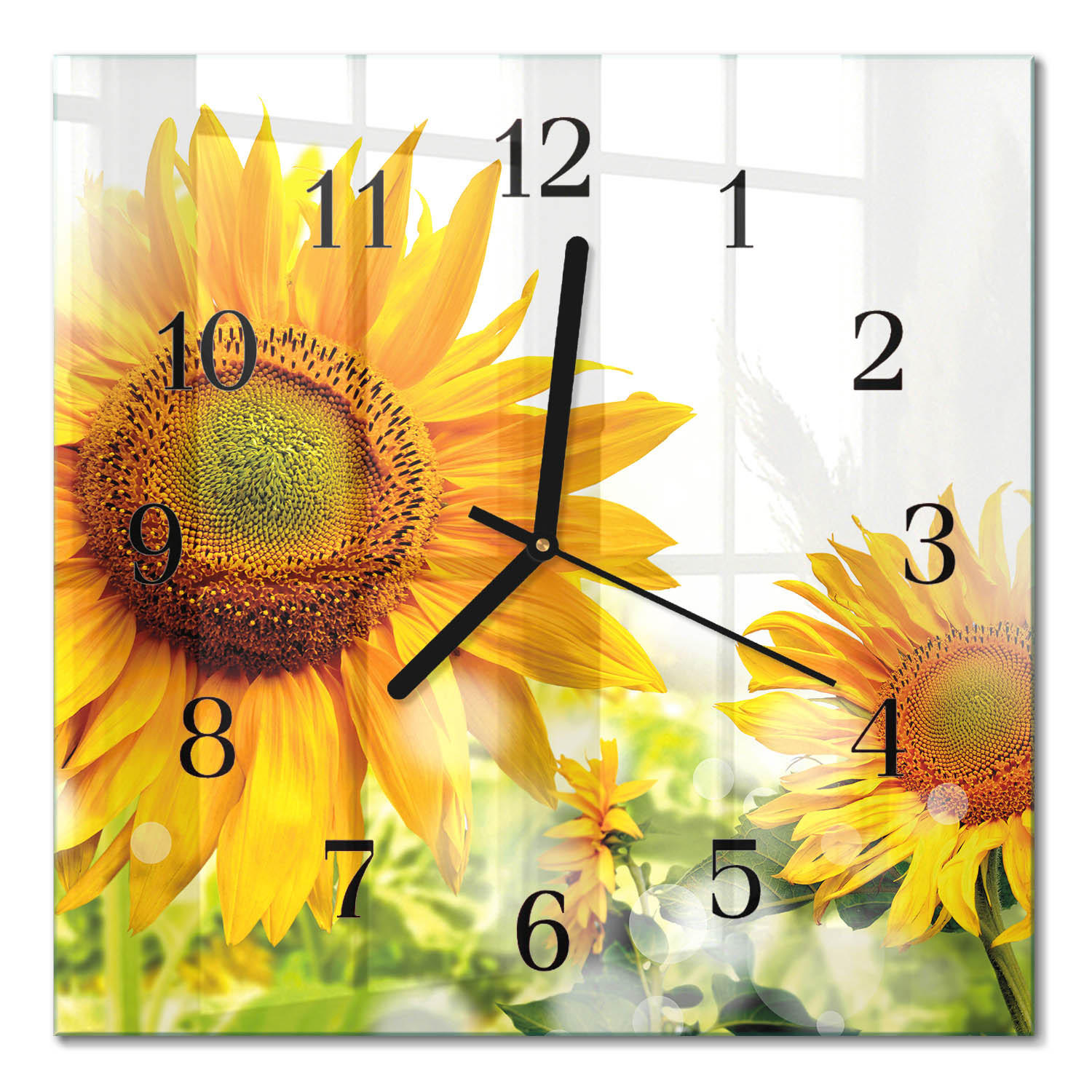 WANDUHR aus Glas 30x30 cm - Sonnenblume - Gelb, Glas (30/30/0.4cm) - TULUP