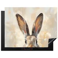 HERDABDECKPLATTE Hase - Ohren - Braun Induktionsmatte 77x59 cm - Beige, Kunststoff (77/59/0.2cm) - MuchoWow