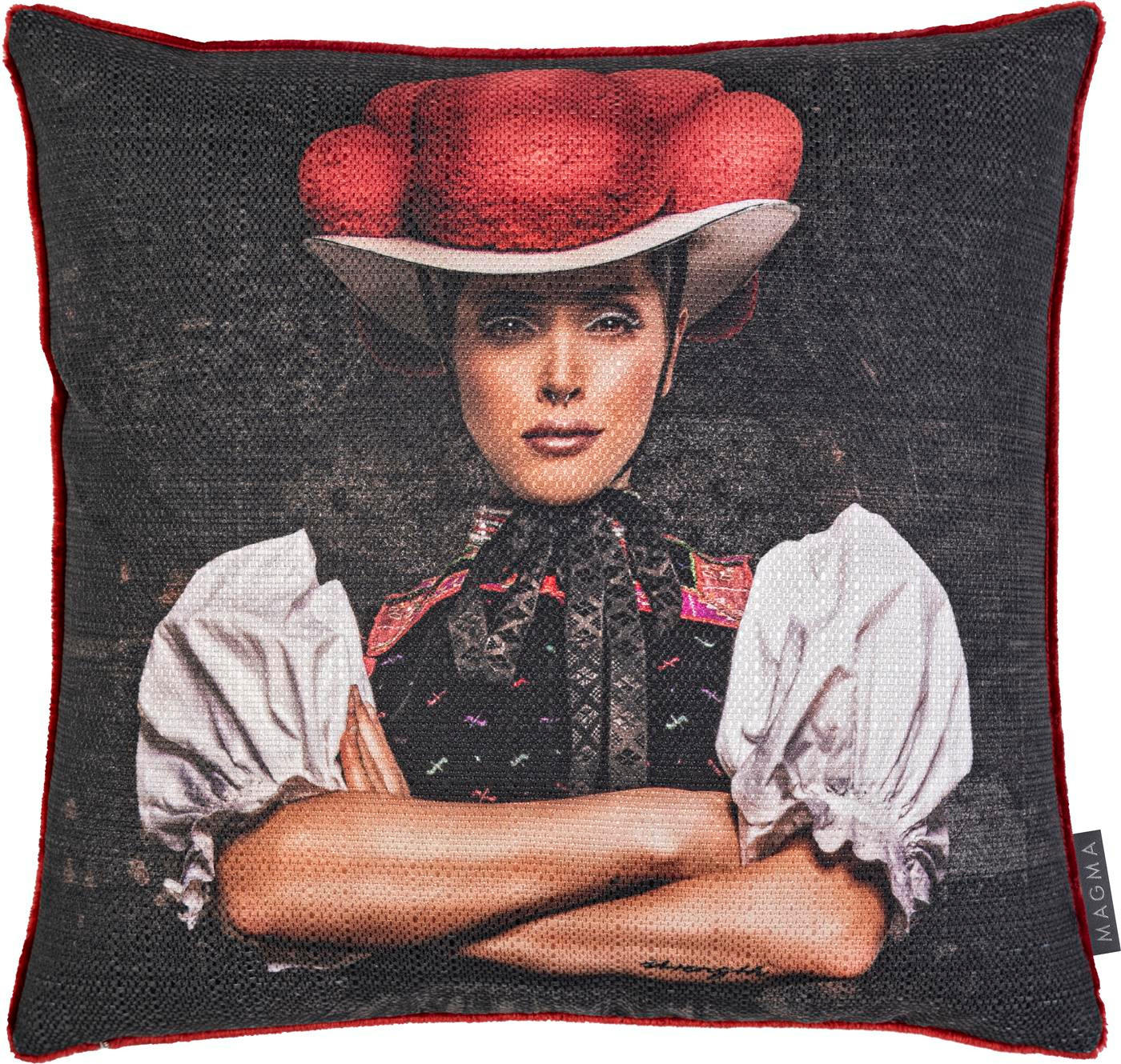 KISSENHÜLLE Artwood Schwarzwald Mädel - Kirschrot, Textil (45/45cm) - Magma Heimtexx