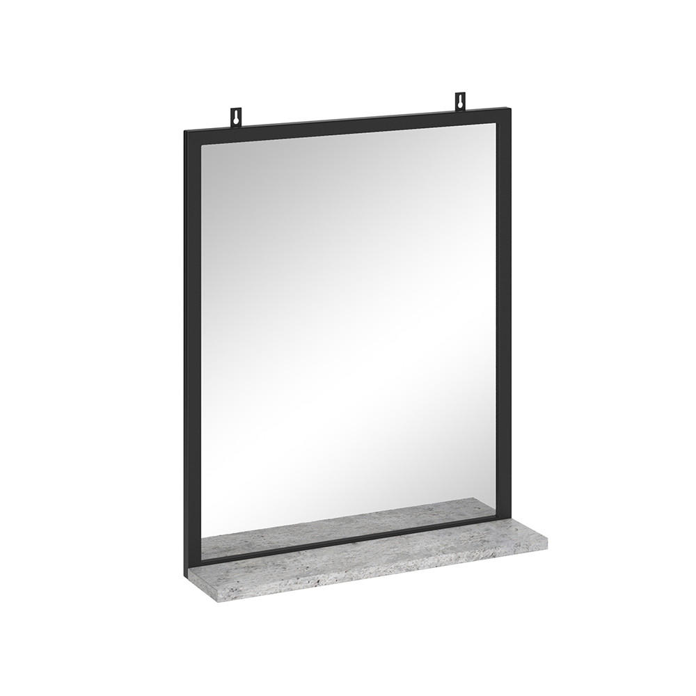 BADEZIMMERSPIEGEL Fyrk Beton 50 x 60 cm - Schieferfarben/Schwarz, Glas (50/60/12cm) - Vicco