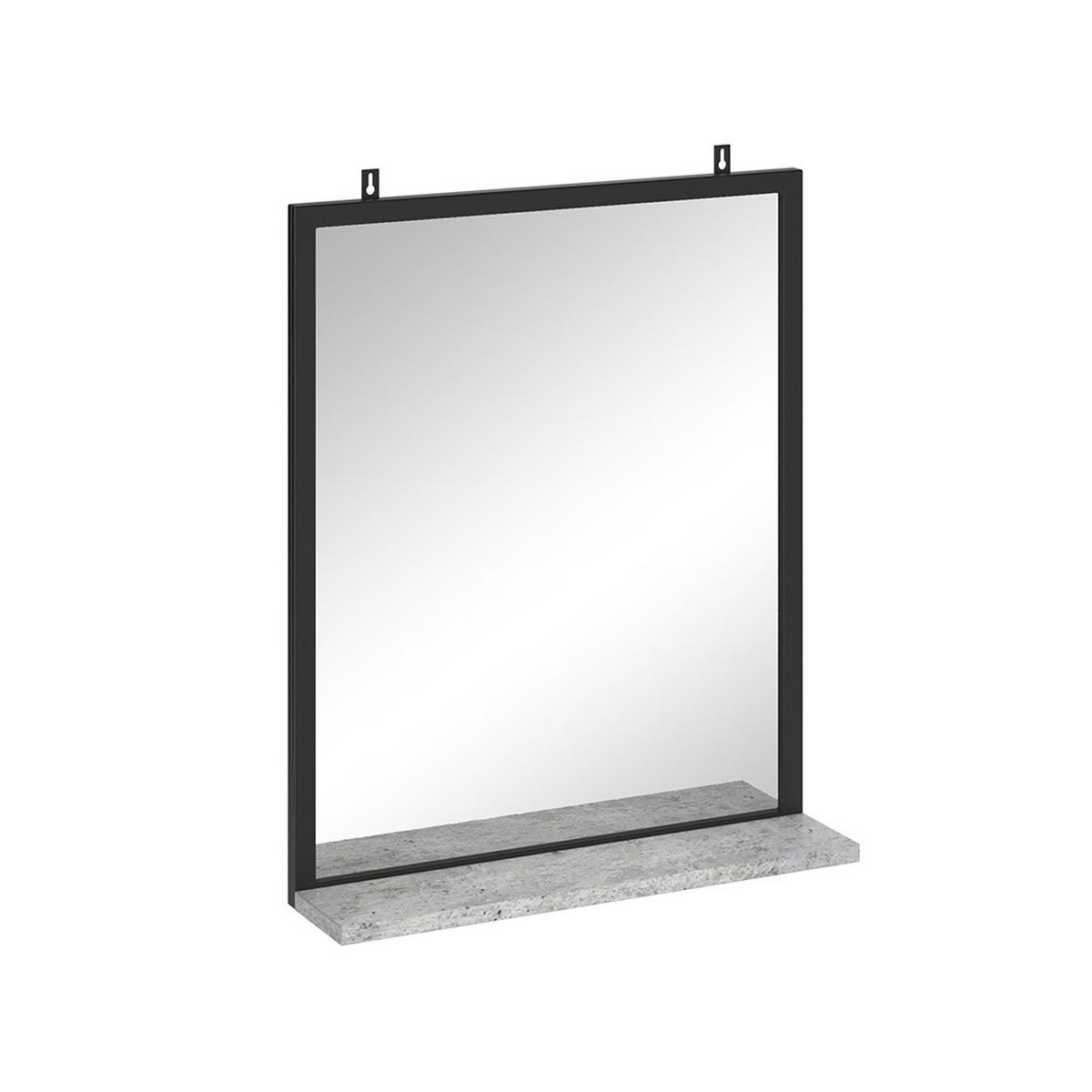 BADEZIMMERSPIEGEL Fyrk Beton 50 x 60 cm - Schieferfarben/Schwarz, Glas (50/60/12cm) - Vicco