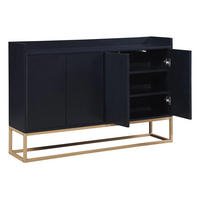SIDEBOARD 120x80x30 cm Buffetschrank 4 Türen Schwarz - Schwarz, Holz (120/80/30cm) - Kaket