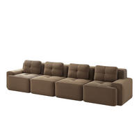 4-SITZER SOFA Cord Braun rutschfest und modular - Braun, Textil (382/69/104cm) - WISHDOR