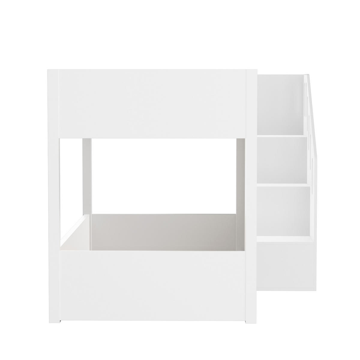 KINDERBETT 90x200cm Weiß Mit Treppe & Schließfächern - Weiß, Holzwerkstoff (90/200cm) - FLIEKS