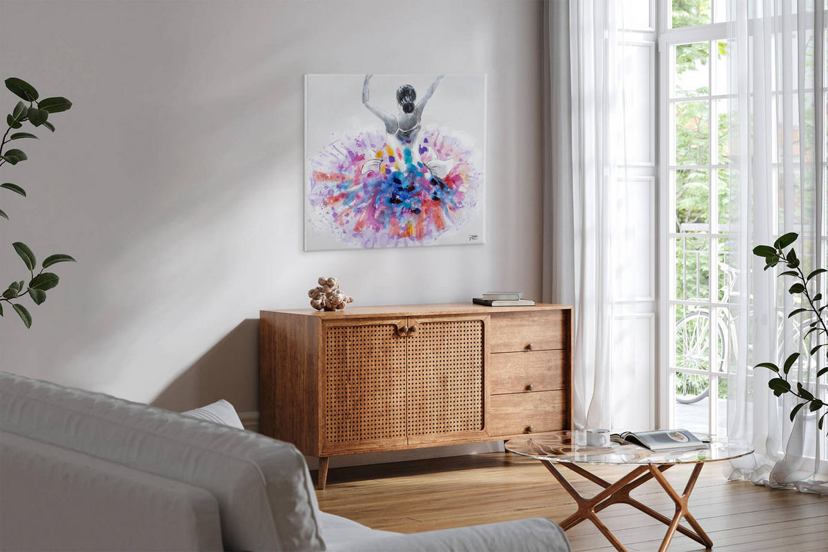 ÖLGEMÄLDE 80/80 cm - Lila/Weiß, Holz/Textil (1.6/80cm) - KUNSTLOFT
