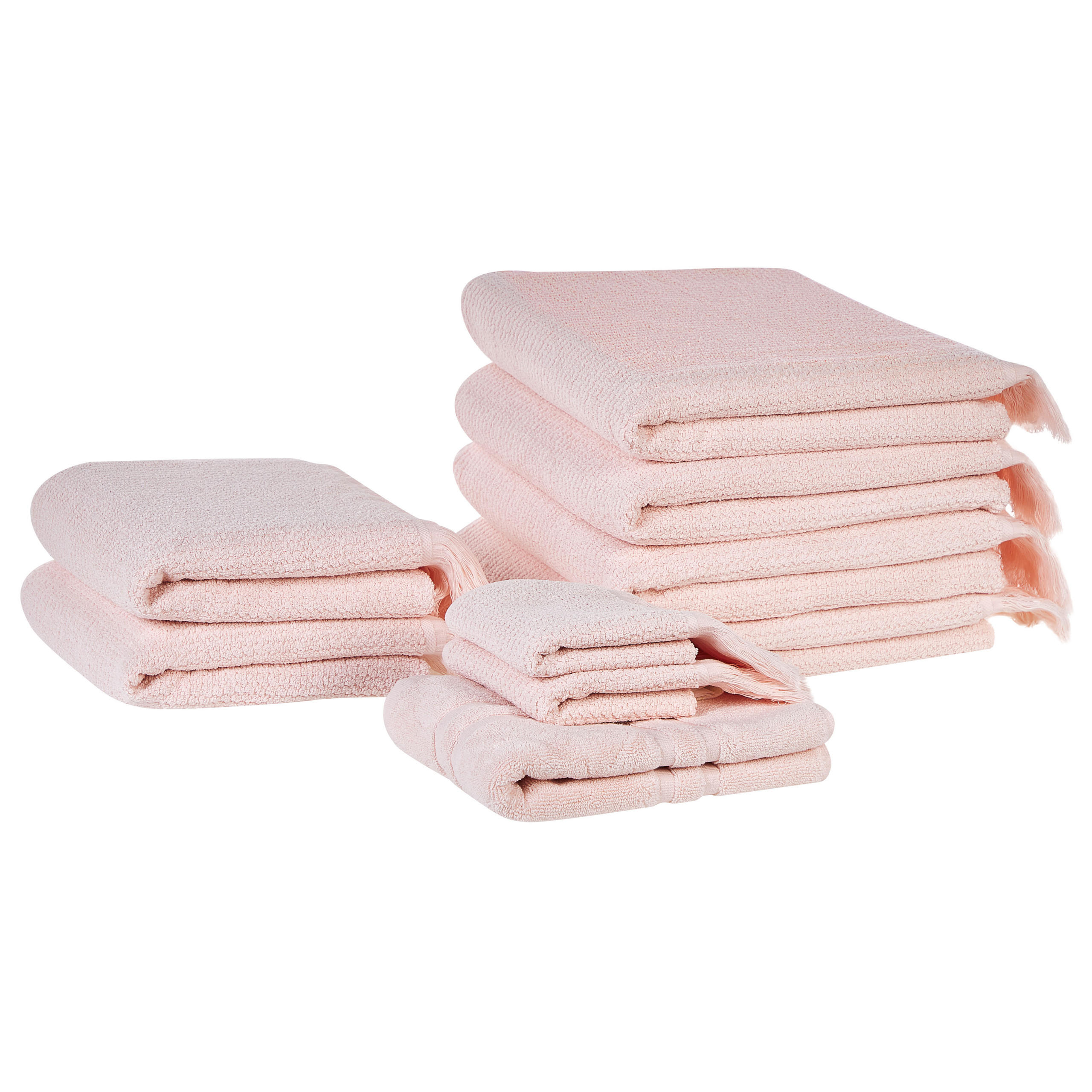 BADEHANDTUCH 9-teilig Rosa Atiu - Pink, Textil (70/140cm) - Beliani