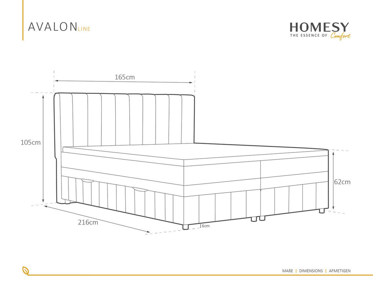 BOXBETT AVALON 160 x 200 cm mit Bettkasten und Topper - Dunkelgrün - Dunkelgrün, Holz - Homesy