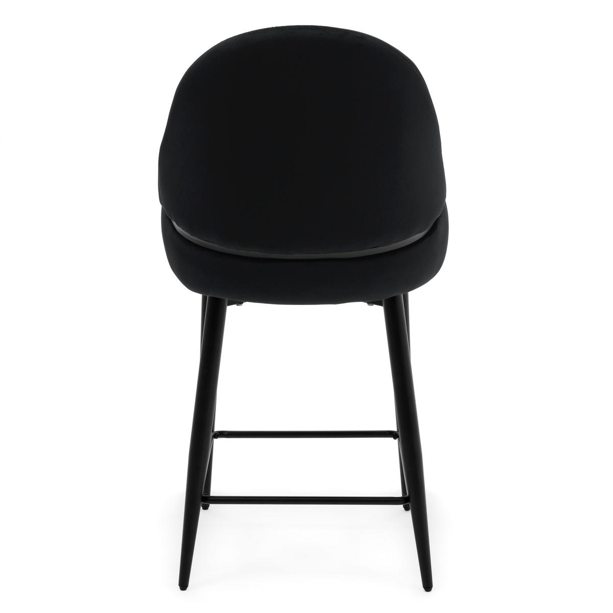 BARHOCKER BERGAMO gepolsterter mit Steppung - schwarz - Samt Velour - Schwarz, Textil/Metall (56/106/61cm) - NEW HOME