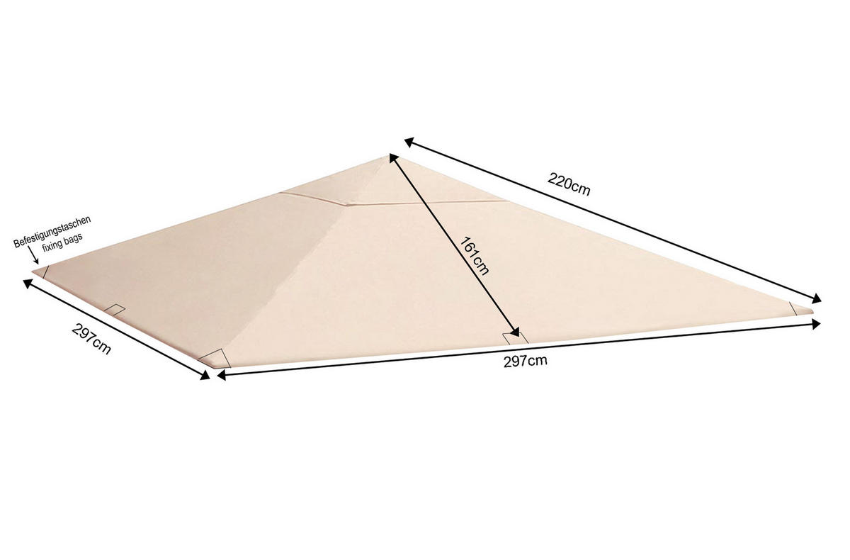 ERSATZDACH Pavillon 3x3 m Beige - Beige, Kunststoff (297/1/297cm) - QUICK STAR