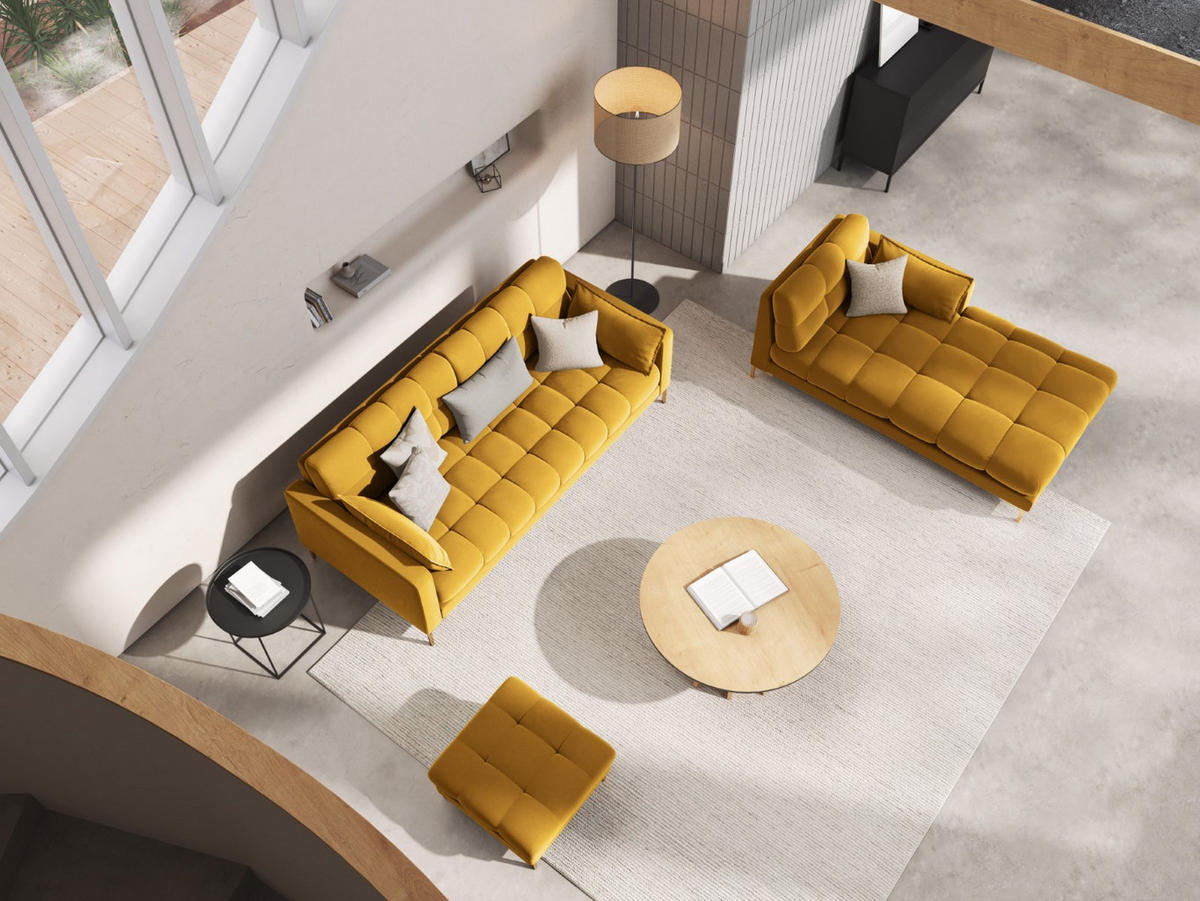 CHAISELONGUE rechts Mamaia aus Samt gelb - Gelb, Textil (102/75/185cm) - Micadoni