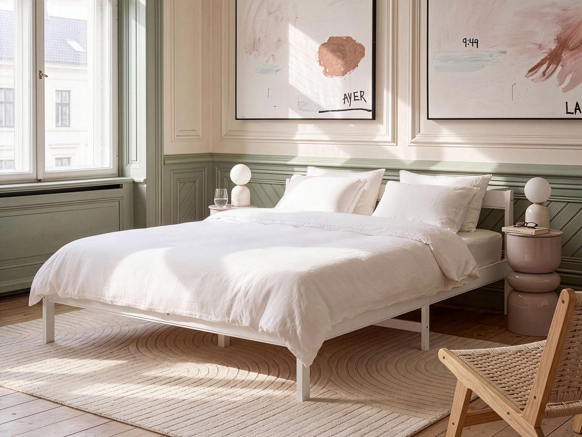BETT mit Lattenrost 180/200 Kiefernholz Hellbraun Madone - Hellbraun/Weiß, Holz (180/200cm) - Beliani