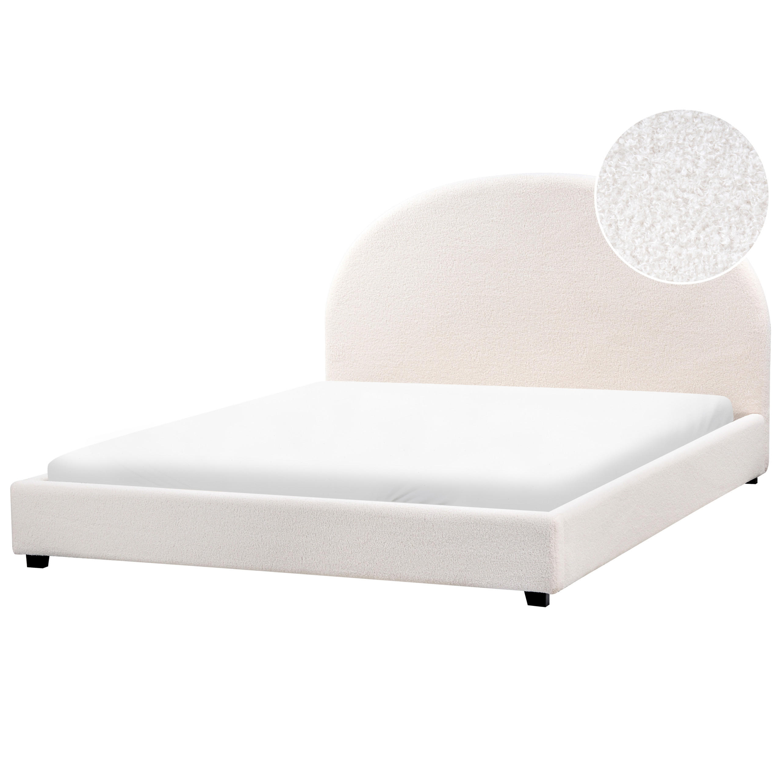 BETT mit Lattenrost 160/200 cm Cremeweiß Vaucluse - Weiß, Textil (160/200cm) - Beliani