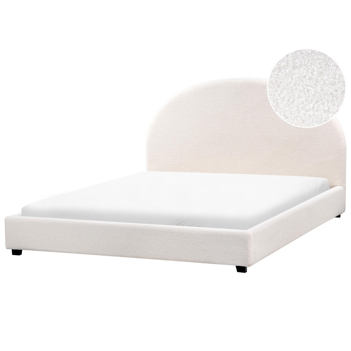 BETT mit Lattenrost 160/200 cm Cremeweiß Vaucluse - Weiß, Textil (160/200cm) - Beliani