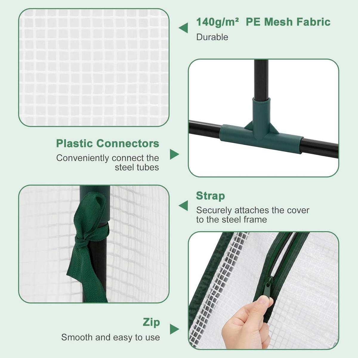 FOLIENGEWÄCHSHAUS Frühbeet, Gewächshaus Balkon, 120x60x60cm - Weiß, Kunststoff/Textil (120/60/60cm) - Woltu