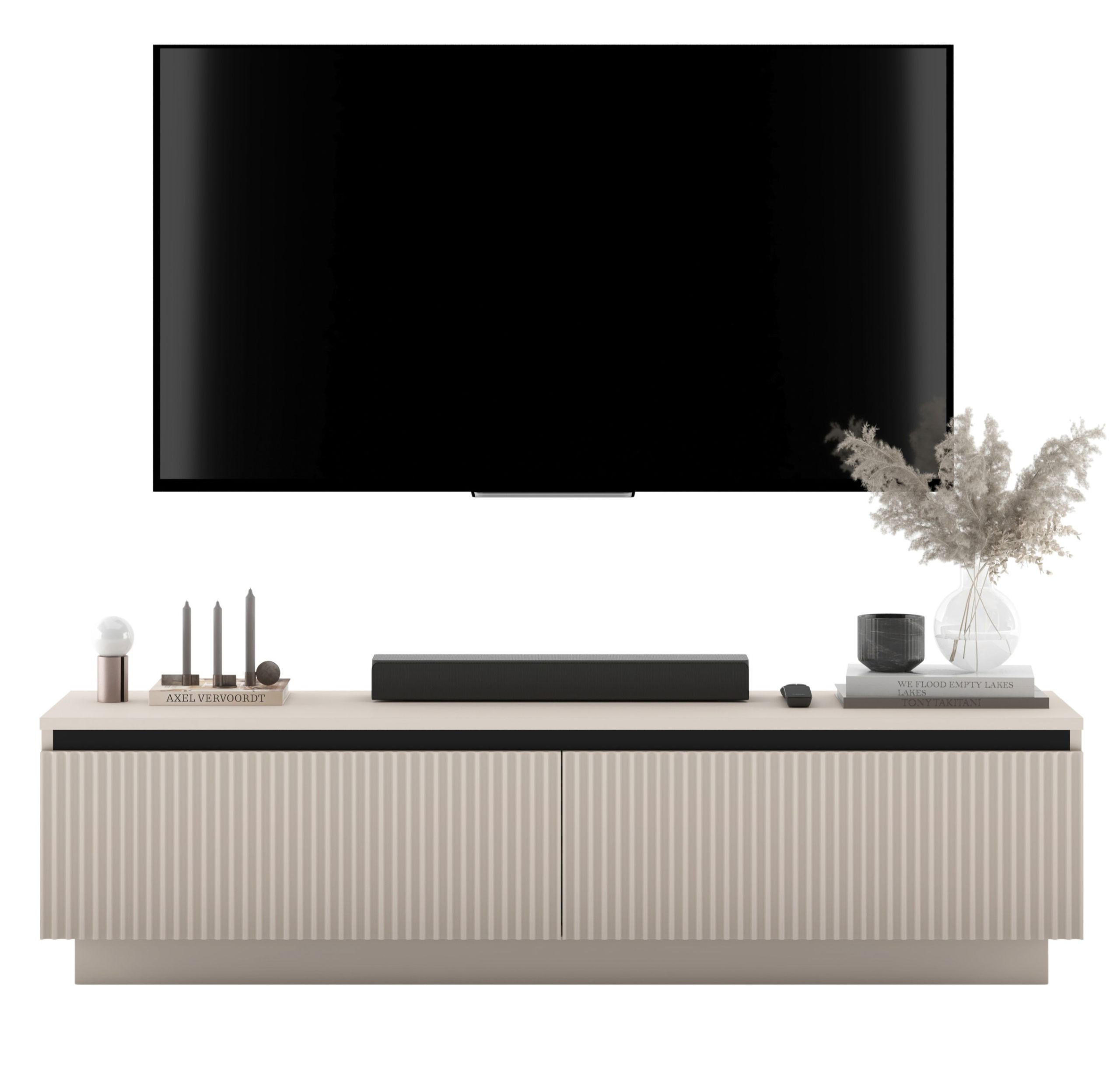 Meble Lindner TV-STOLEK Selene matný kašmír 140 cm na soklu