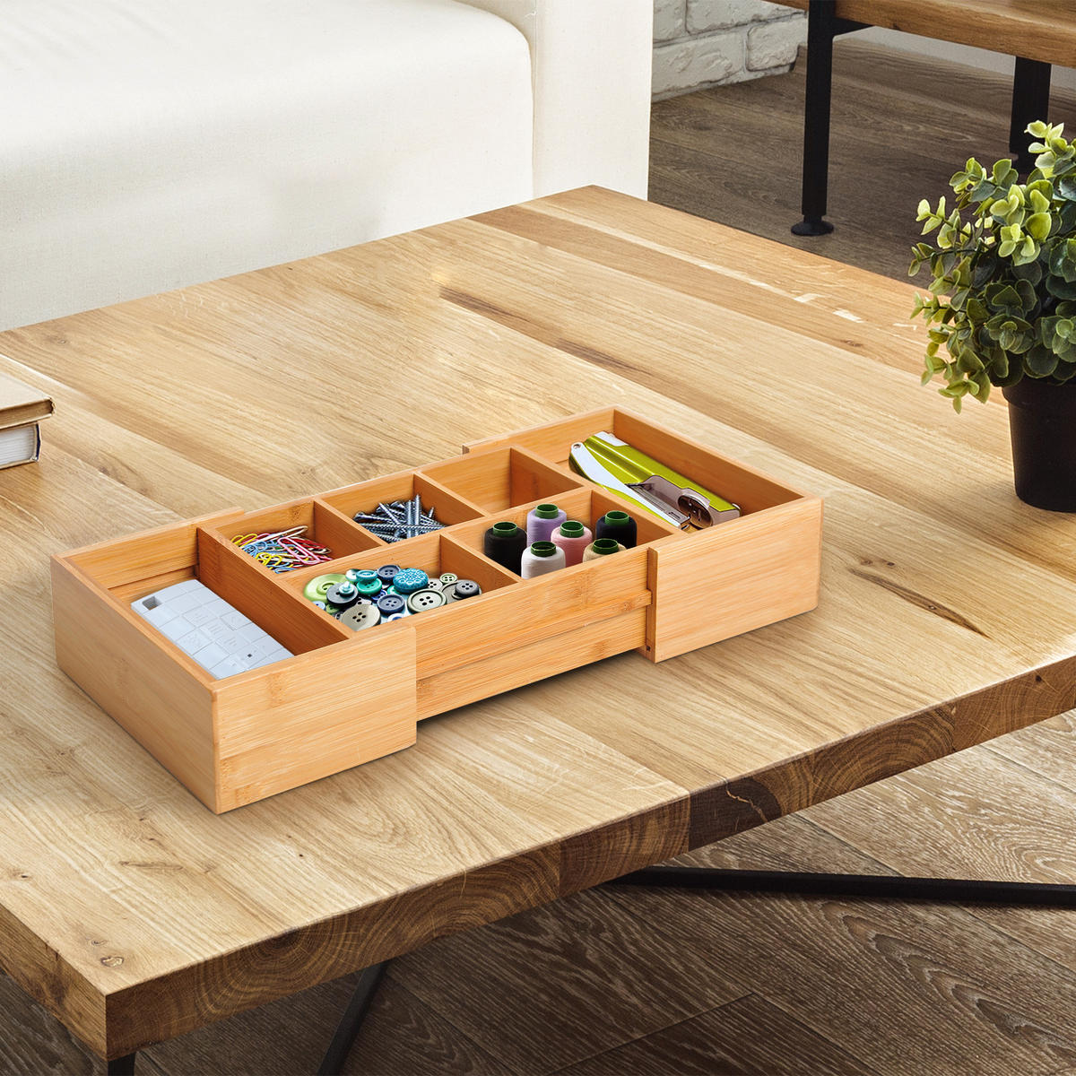 Aufbewahrungsbox Bambus Natur - Naturfarben, Holz (17.6/7/24.6cm) - HOMCOM