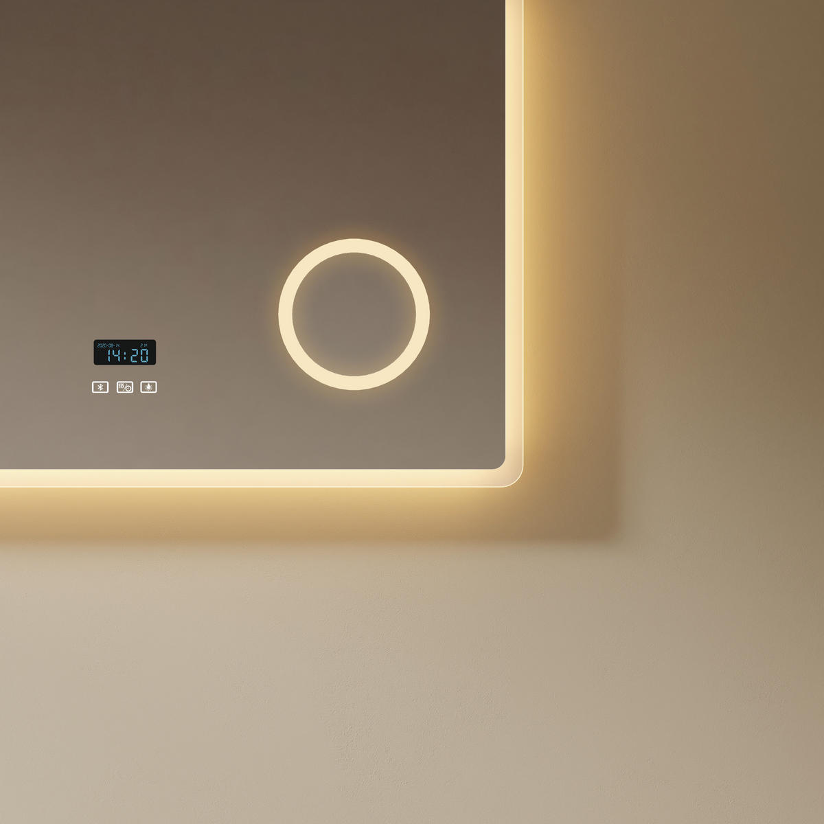 KOUPELNOVÉ ZRCADLO s Bluetooth osvětlením se 3 tlačítky a integrovaným kosmetickým zrcátkem, 80/60 cm - průhledná, sklo (80/60/3.5cm) - EMKE